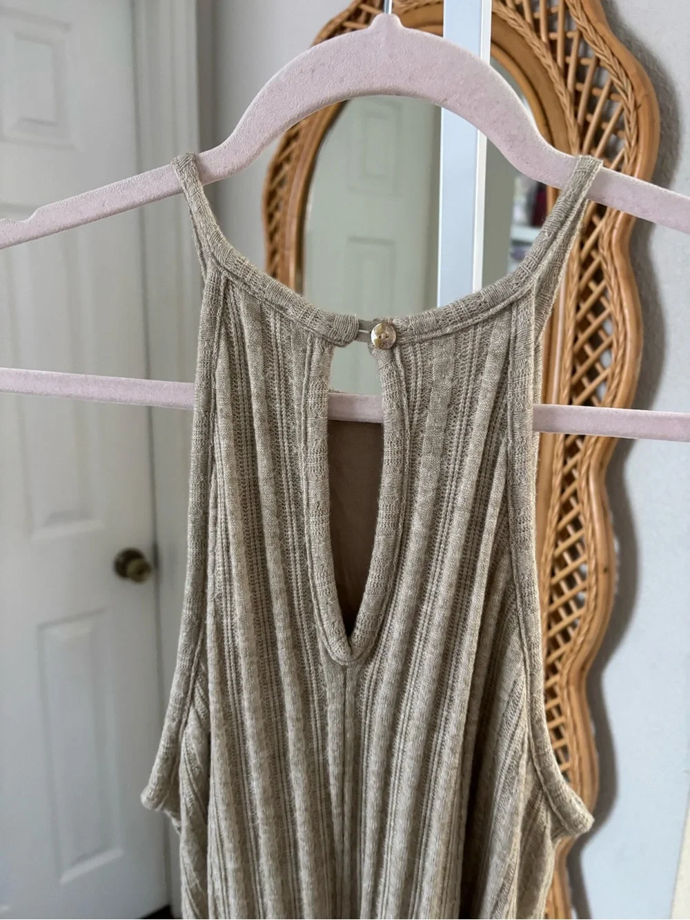 Anthropologie / NWT Amadi Caroline Knit Halter Maxi Dress In Oatmeal